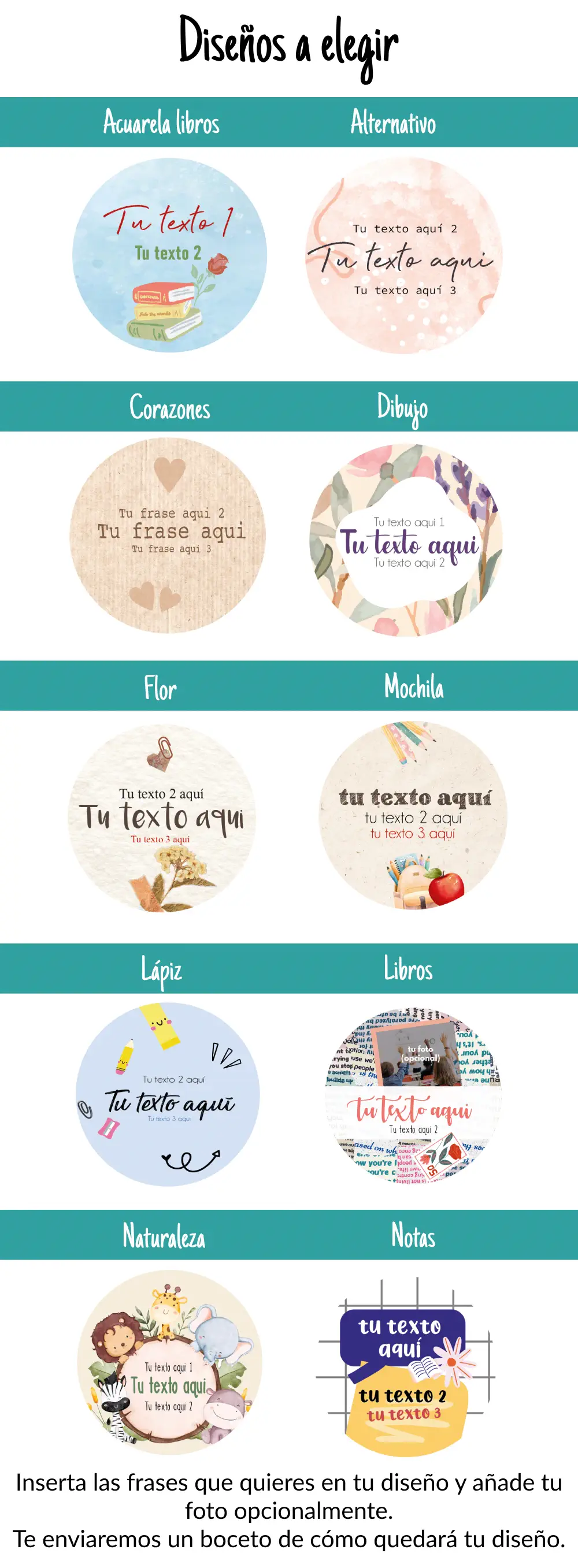 size chart eventos escolares redondo